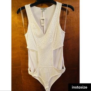 White bodysuit, sides cut out